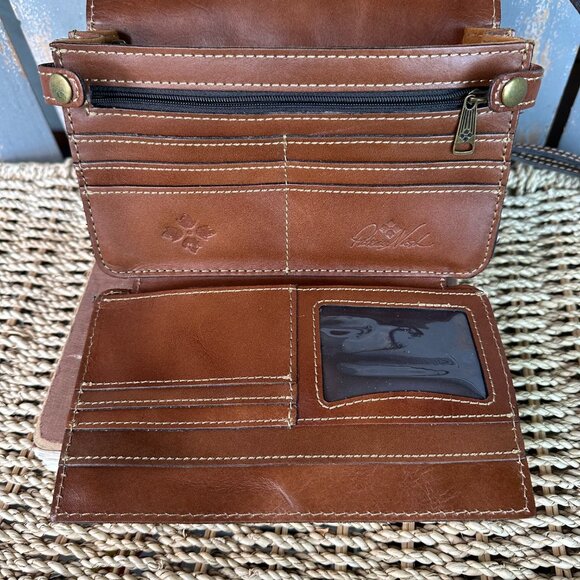 Patricia Nash Bianco Map Leather Wristlet Crossbody Riot Rust NWT - Picture 14 of 16